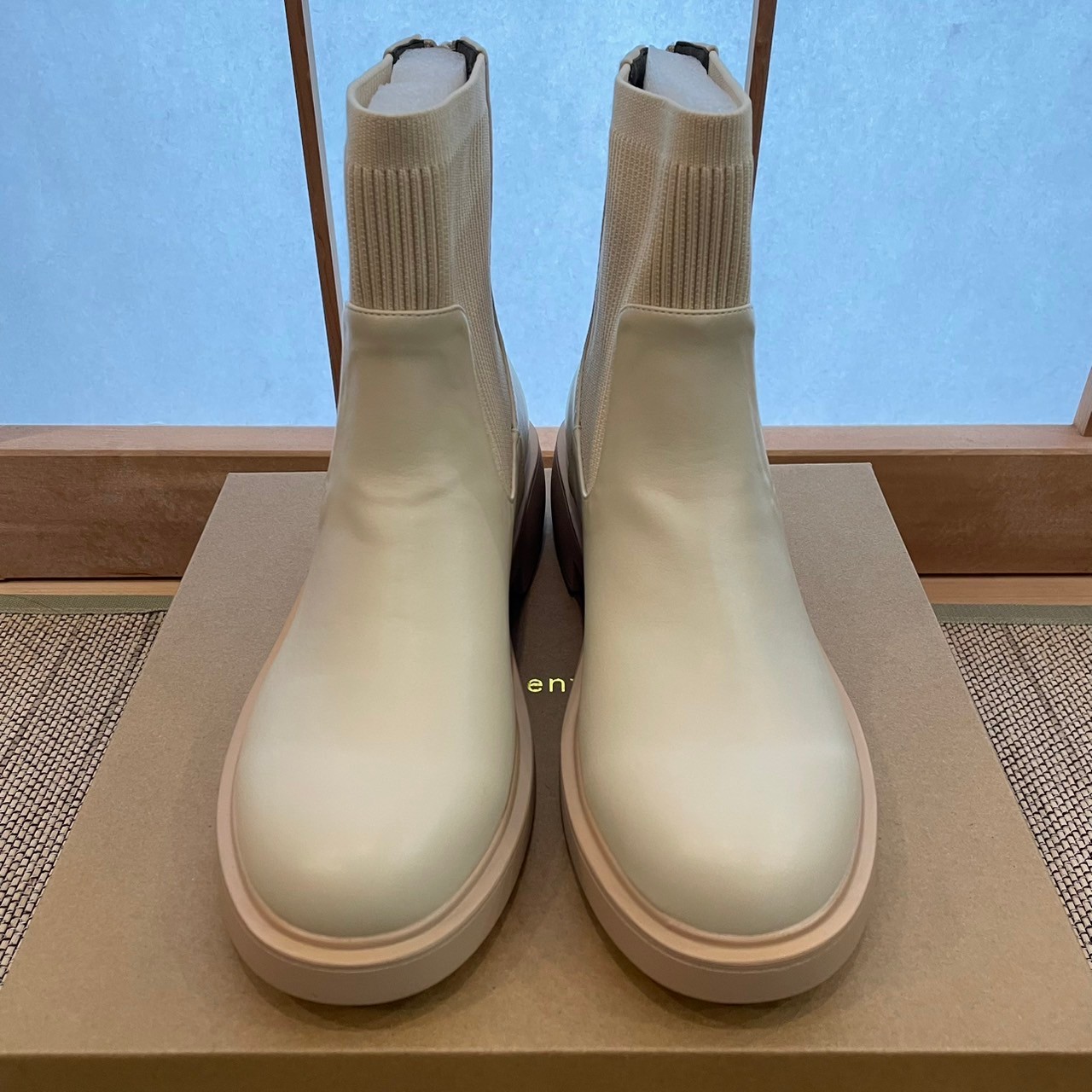 oriental traffic 短靴 羅紋針織後拉鍊靴